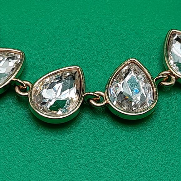 Clear Teardrop Rhinestone Bracelet, Gold Tone, 8 1/2 In - Picture 4 of 8